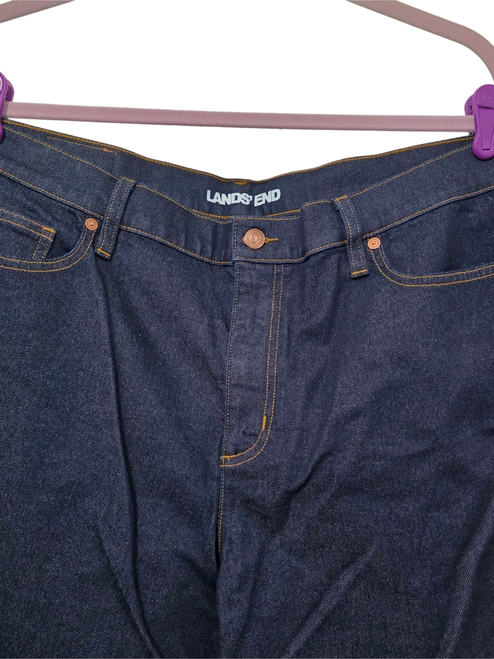 Lands' End Women's Recover Dark Indigo High-Rise Cropped Wide-Leg Jeans - Picture 3 of 7